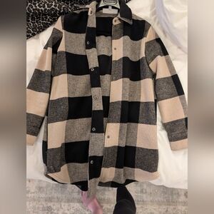 Steve Madden Shacket - Plaid Black and Tan Women's Jacket